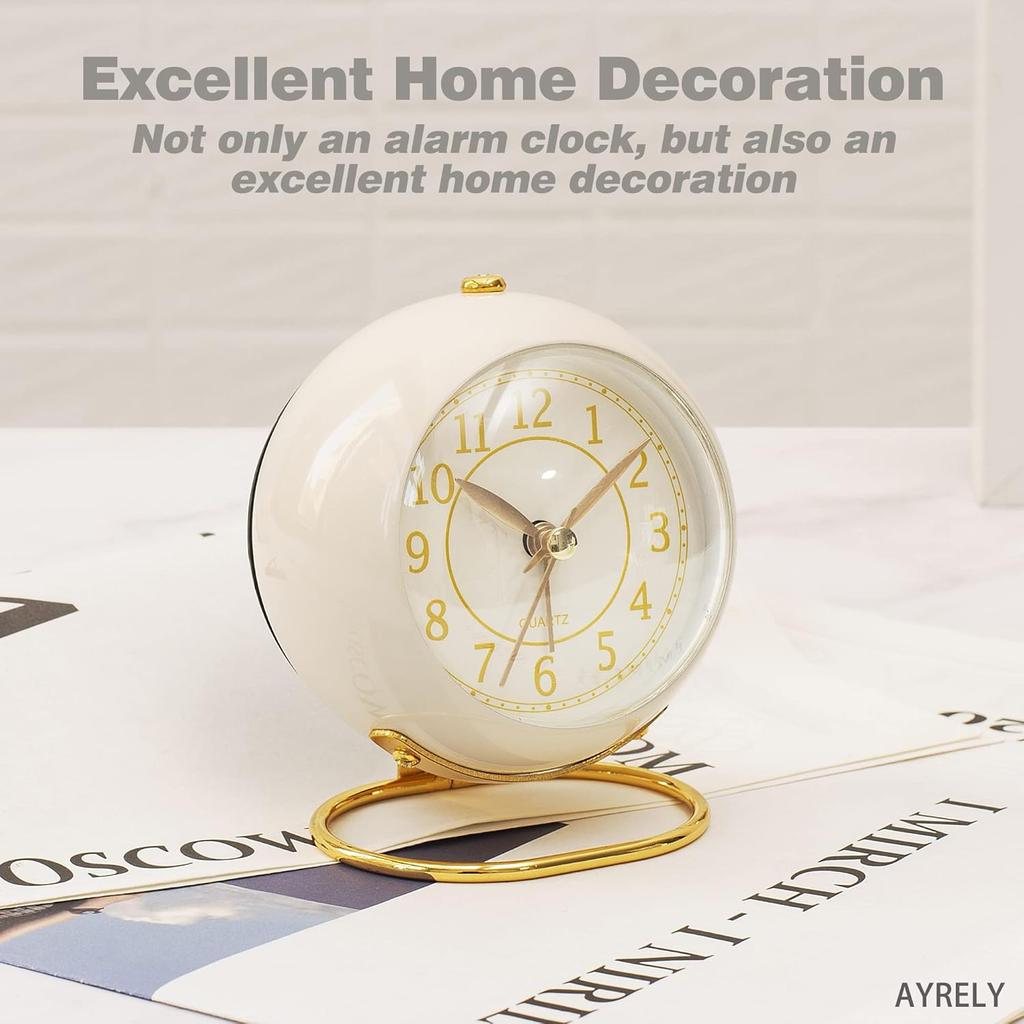 Ретро круглый будильник тихие не тикающие аналоговые часы ночник прикроватные часы