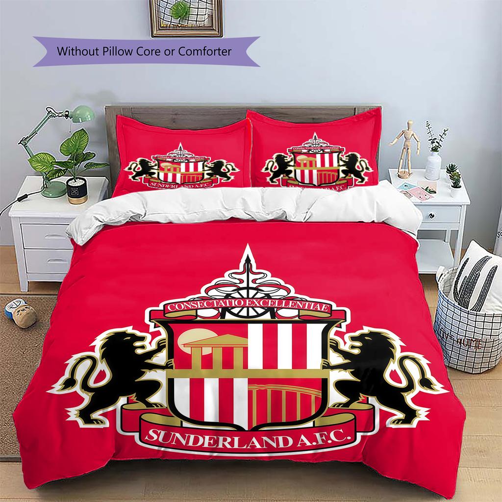 Sunderland AFC Pattern Bedding Home Decoration Birthday Gift (1 * duvet cover + 2 * pillowcase, without core)