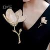 Magnolia Flower Brooch for Women Enamel Alloy Flower Lapel Pin for Jackets Dresses Coats Hats Accessories