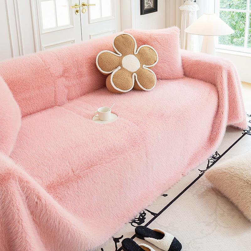 Зимнее норковое полотенце для дивана, кремовый стиль, чехол для дивана, нескользящее теплое одеяло для диванной подушки
