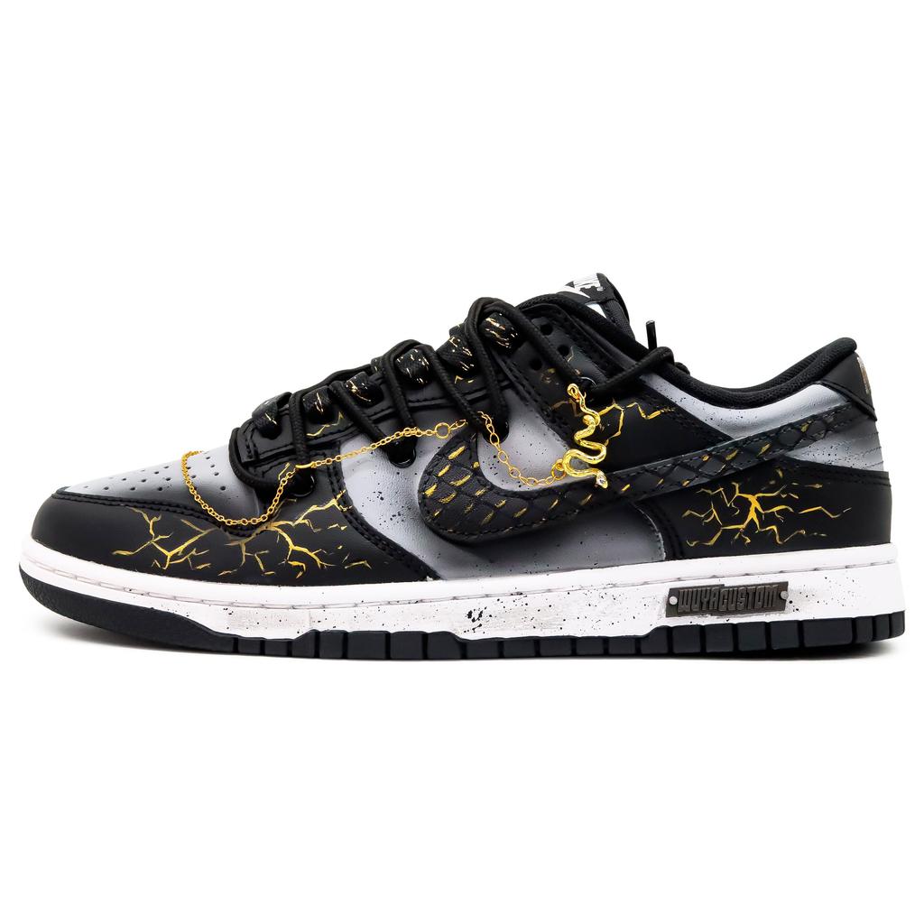 Nike Кроссовки Dunk Нескользящие, Износостойкие, Легкие Низкие Кеды для Скейтбординга Унисекс Черный Золотой DD1391-100(Team52-S-BOX)