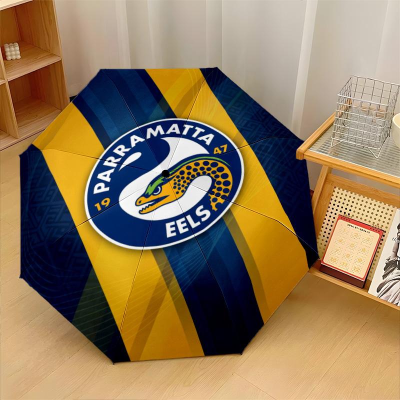 Parramatta Eels Print Auto 8?Ribs Folding Umbrella Wind Resistant Lightweight Automatic Umbrella For Daily Travel