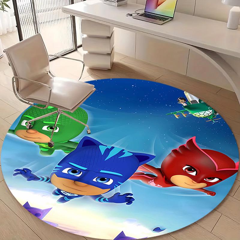 1pc PJ Marks2 Design Printed Area Round Carpet for Bedroom Living Room Home Decor Rugs Mat Non Slip Mat Rug for Bedside