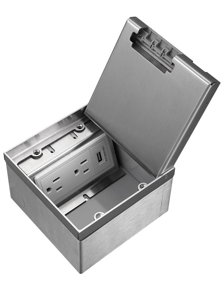Stainless Steel Concealed Universal Floor Power Socket Box