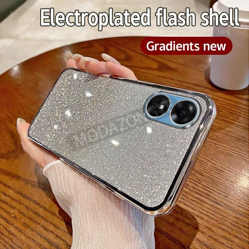 For OPPO A58 4G Case Electroplating Soft Glitter TPU Cell Phone Back Cover OPPO A58 4G CPH2577 Phone Casing For Girl Woman