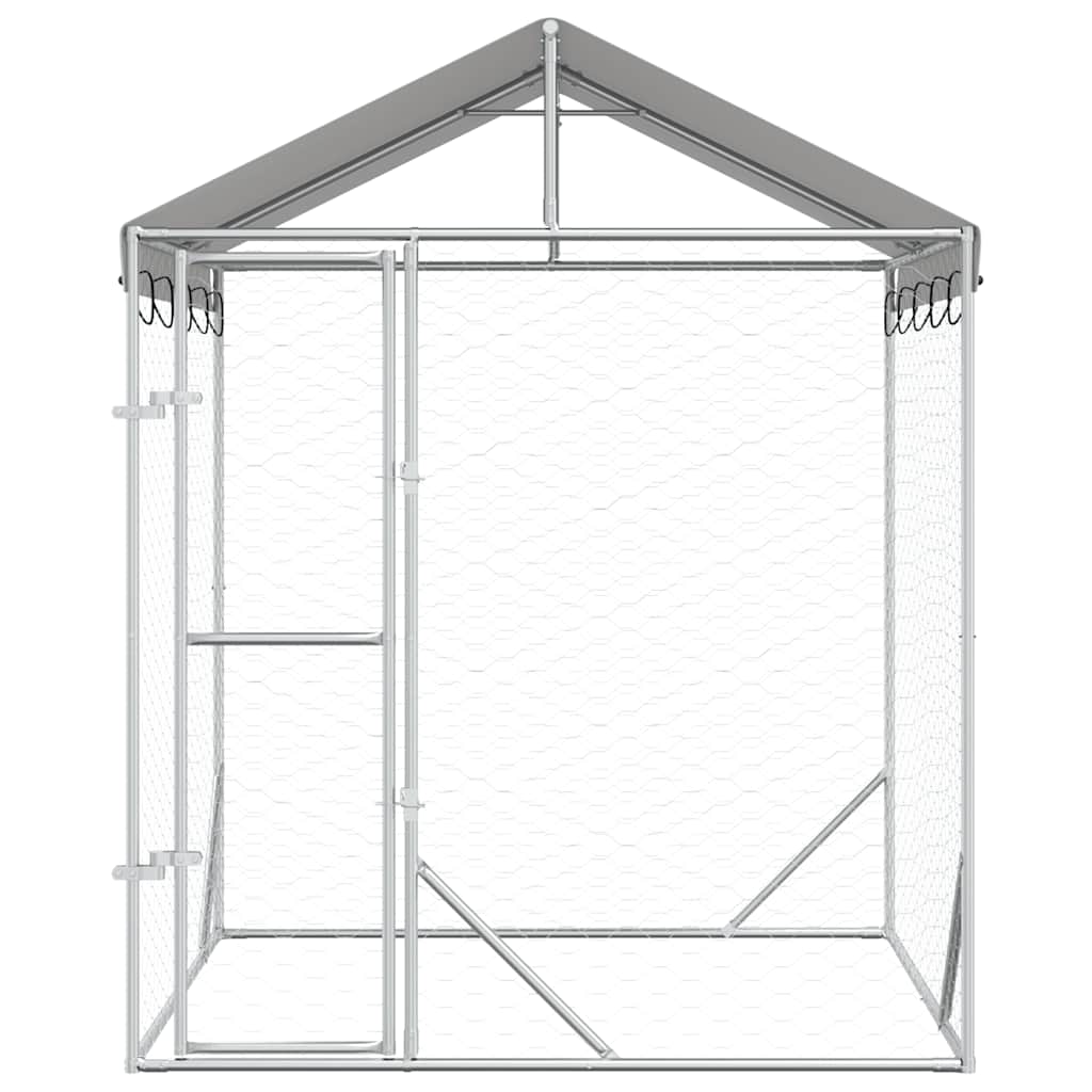 Outdoor Dog Kennel with Roof Silver 2 x 2 x 2.5 m Galvanized Steel
