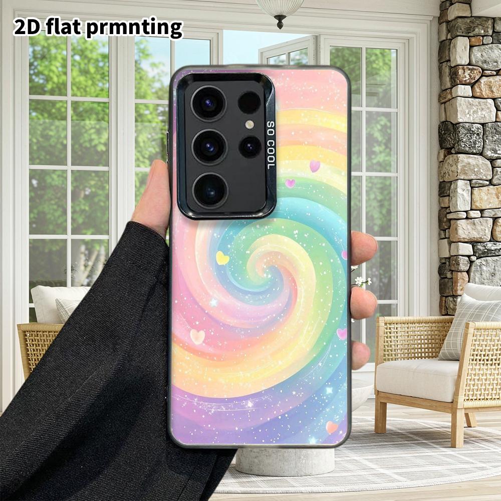Phone Case: 2D Flat Samsung Galaxy A34 A35 M05 M06 S20 S22 S21 FE Plus 5G Protective Case, Couple Style, Rainbow Swirl, Christmas and Halloween Gift