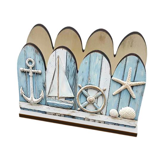 Ocean Themed Wooden Napkin Holder for Table, Summer Coastal Napkin Dispenser, Rustic Tissue Holder for Kitchen, Dining Room