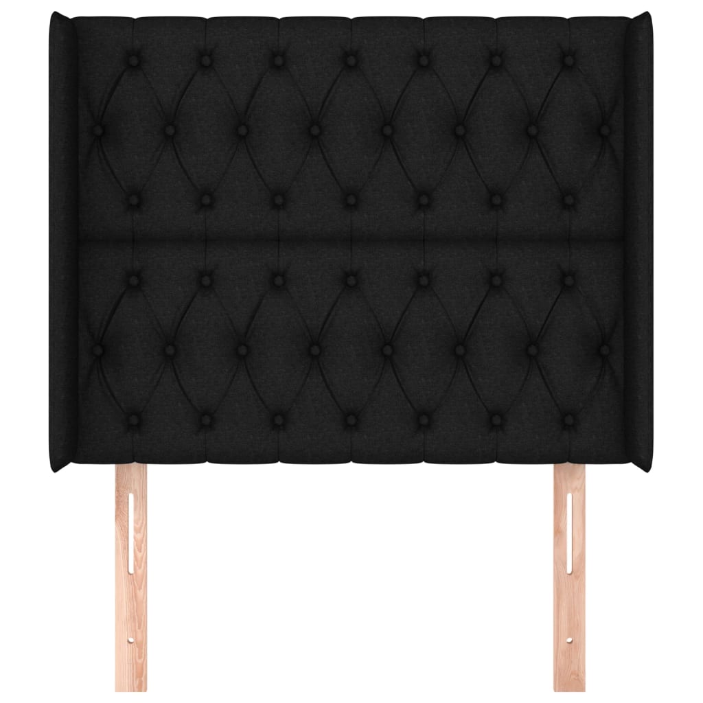 vidaXL Kopfteil mit Ohren Schwarz 93x16x118/128 cm Stoff