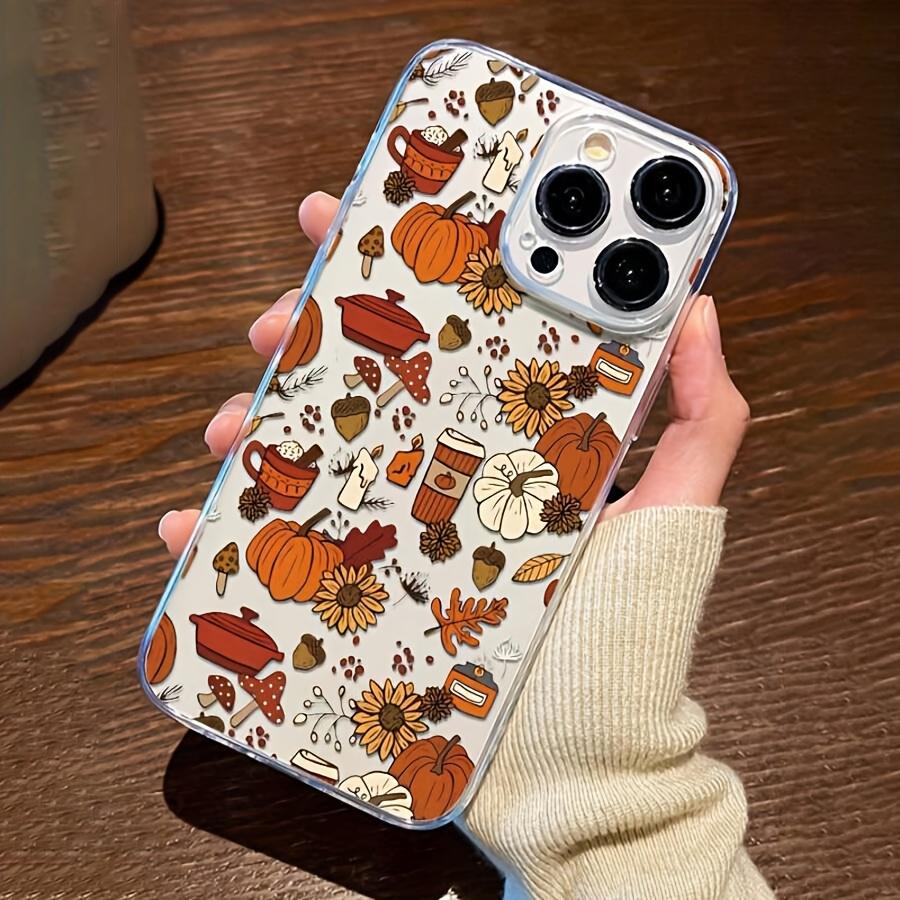 Для iPhone 17 16 15 14 13 12 11 Pro Max 17 Air 16E XS X XR 7 8 Plus Чехол Осенний Подсолнух Гриб Тыква Прозрачная Крышка