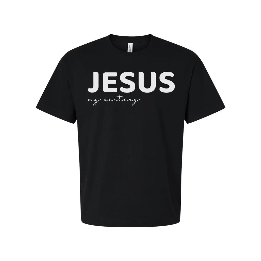 Jesus My Victory Unisex Christian T Shirt With Bold Jesus Print And Script Text