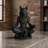 3D-печатная статуэтка медитирующего оборотня в готическом стиле Yousheng, скульптура Зверя-Воина Дзен на круглой основе, матово-черный фэнтезийный декор для стола, уникальный подарок для