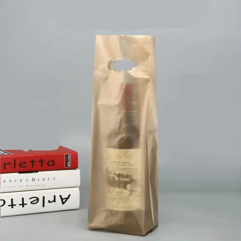 50 шт. Золотая одинарная двойная бутылка, сумка с ручкой для красного вина, пластиковая подарочная сумка-тоут, упаковочная коробка для пива, стеклянная бутылка шампанского, подарочная сумка