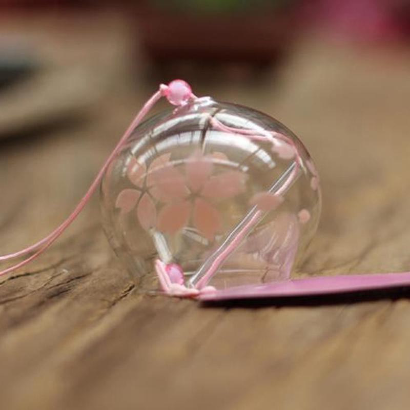 1Pc Glass Wind Chimes Hanging Craft Wind Bell Home Decors Sakura Pattern