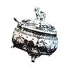 Q1JB Elegant Alloy Sugar Bowl with Lid and Spoon Elephant Kitchen Container Alloy Texture Table Decorating Accessories