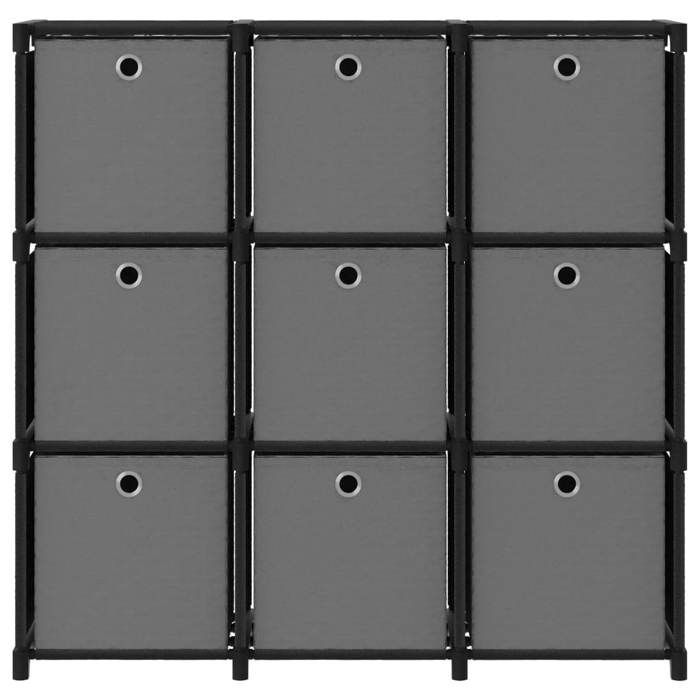 VidaXL 9-Cube Shelving Unit with Boxes Black 103x30x107.5 Cm Fabric