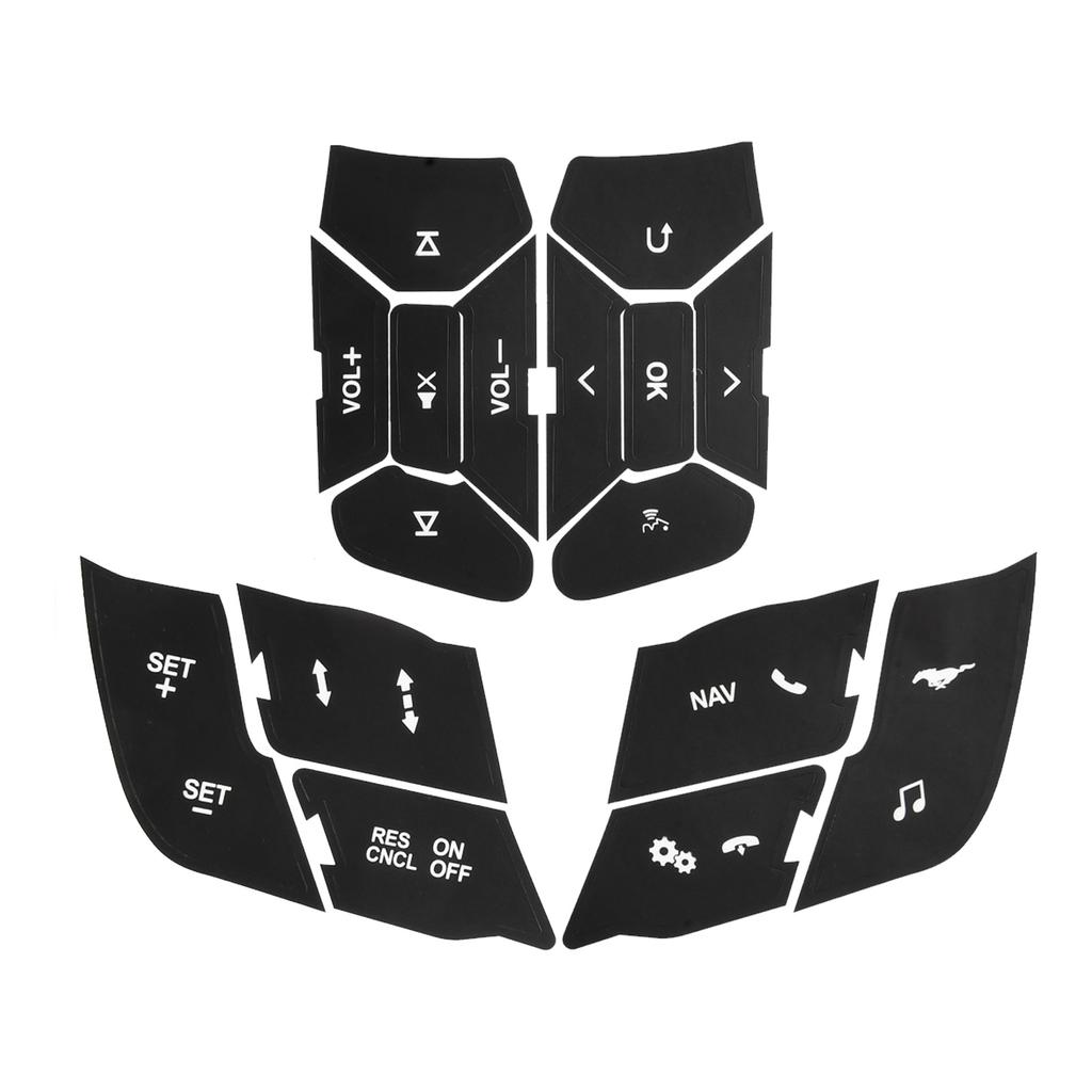 Черный ремонт рулевого колеса Виниловая накладка на кнопки Уменьшение проникновения света Идеальное покрытие краев Светоотражающие белые надписи