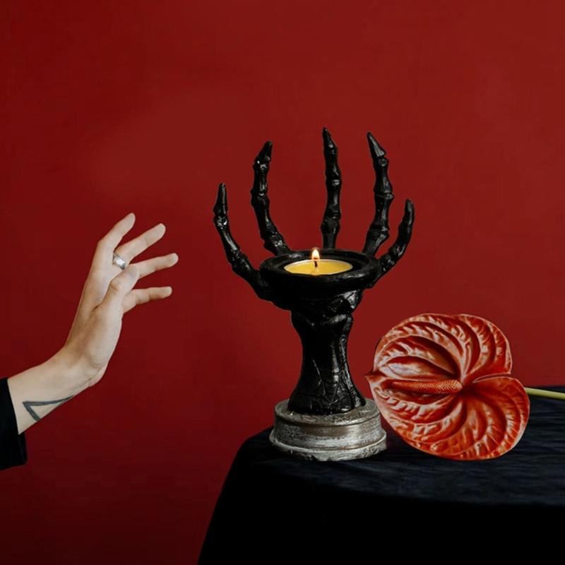 Skeleton Hand Candle Holder Mysterious Tealight Candlestick Table Centerpieces Decors for Home and Halloween Parties