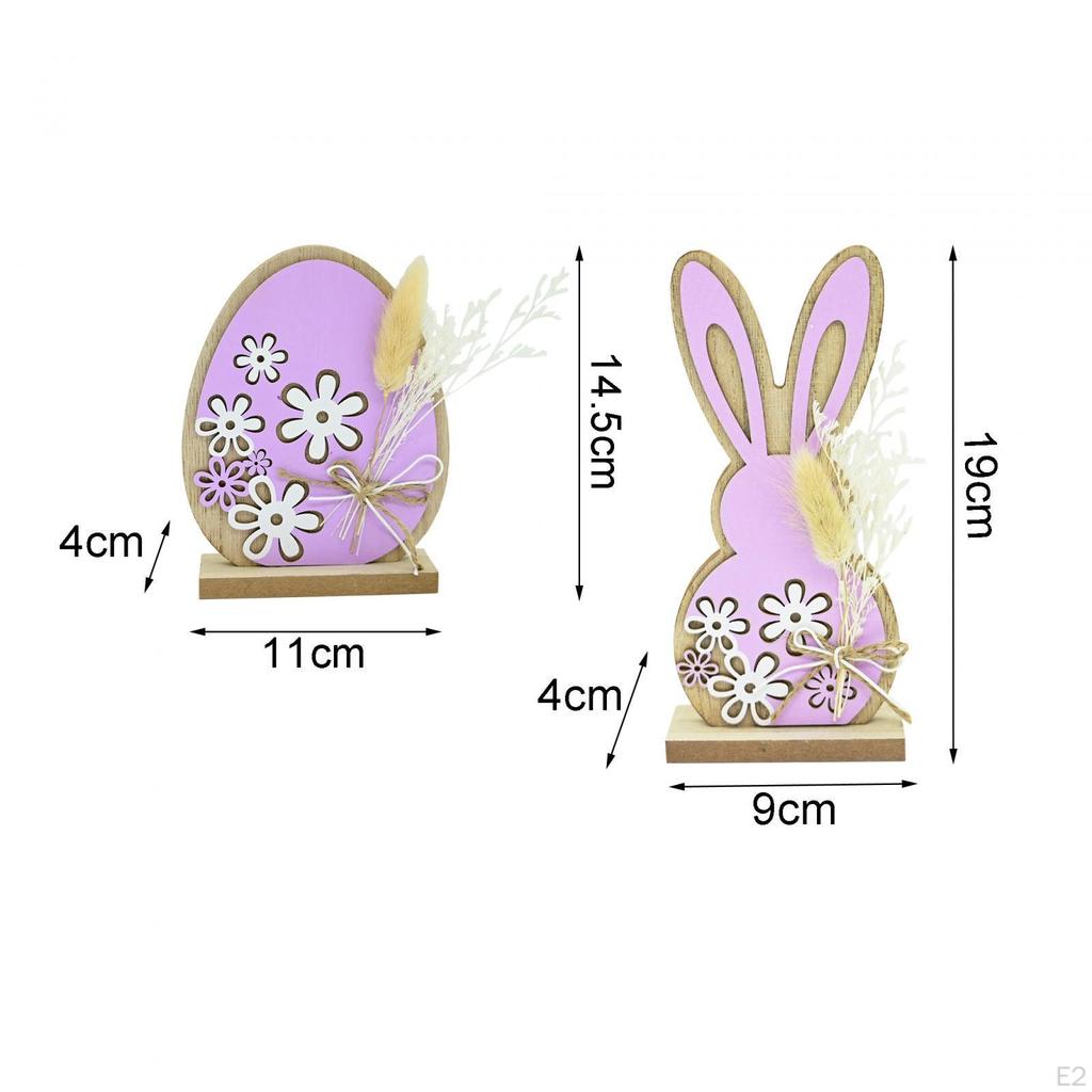 Easter Bunny Wooden Sign Tabletop Centerpiece Gift Desktop Ornament Egg Table for