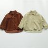 2025 Spring Korean Style Kids' Corduroy Shirts - Boys' and Girls' Lapel Tops