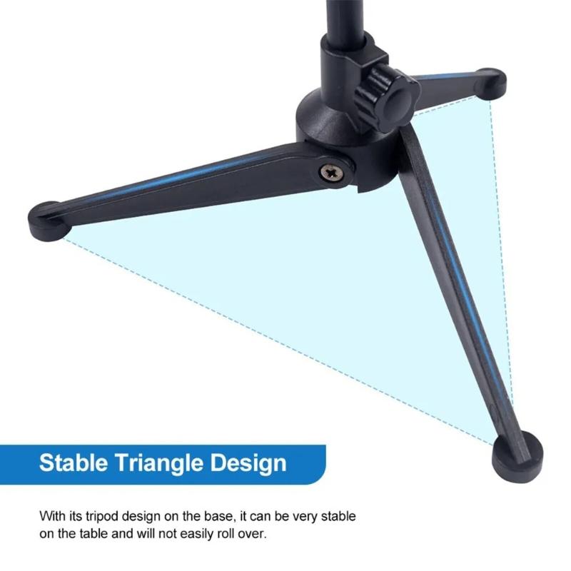 Portable Mic Tripod Stand For Studio Broadcasting Online Meetings Stable Plastic Metal Base HandsFree Mounting System