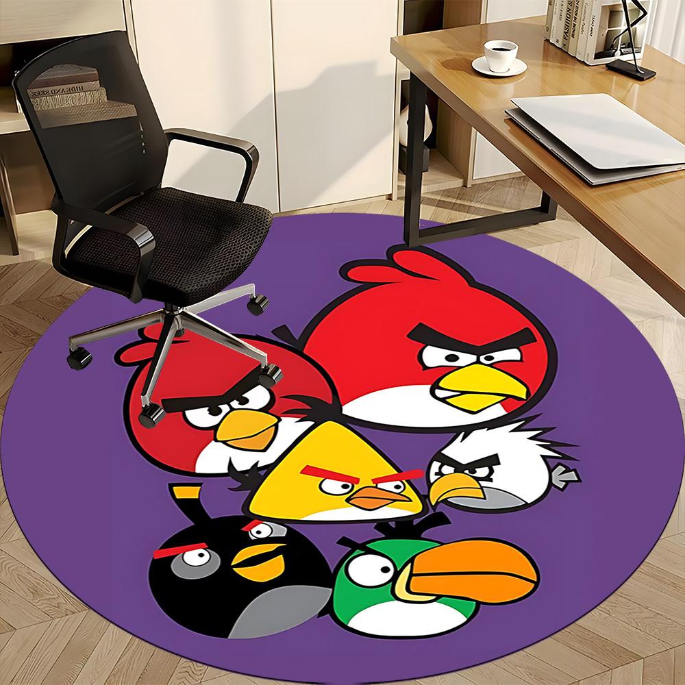 1pc Angry Birds Office Round Area Rug, Under Office Chairs Bedroom Living Room Home Decor, Room Decoa1016155