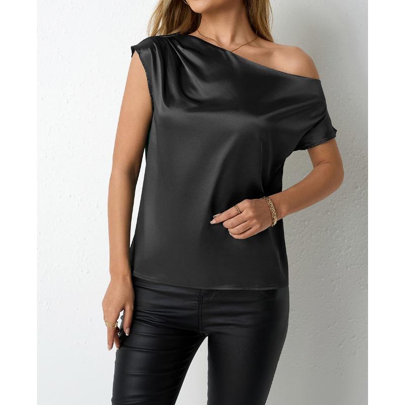 Женская летняя мода, новый нерегулярный косой подол, однолинейный воротник, без рукавов