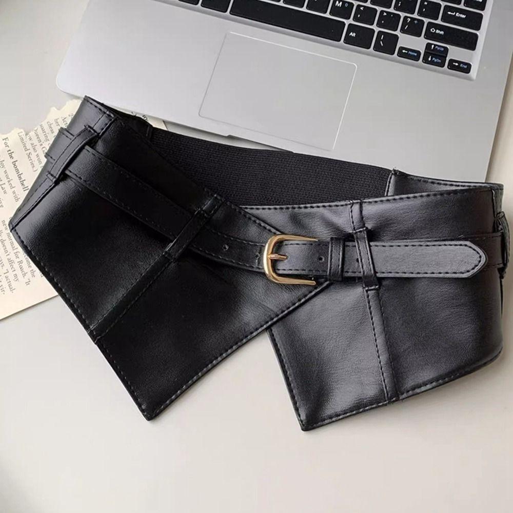 Регулируемый широкий пояс из ПУ кожи, корсет на талию, готический эластичный кушак, девушка EMA