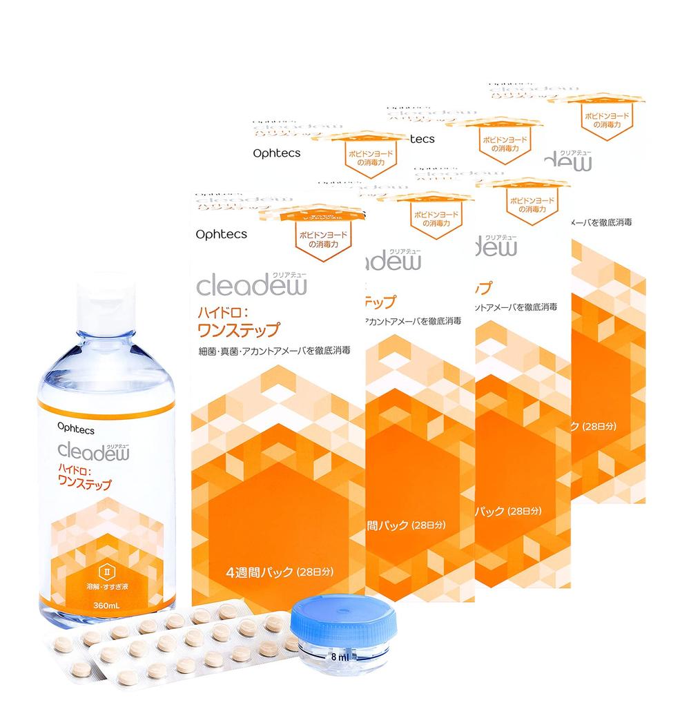 Cleadew OPHTECS Cleardew One Step Set Hydro Запас на 28 дней, Упаковка на 4 недели, 360 мл, 6 коробок