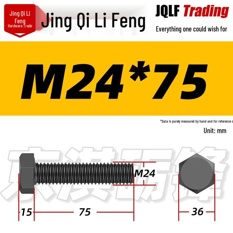 12.9 Grade High-Strength Blackened Hex Bolt M22-M48