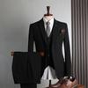 Men (suit + Vest + Trousers) Large Size Solid Color Fashion Handsome Suit Business Professional Three-piece Set