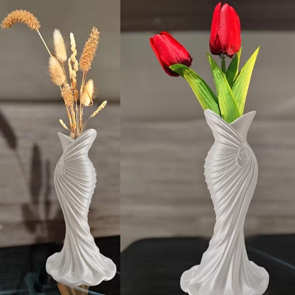 Flower Arrangement 3D Printed Flower Vases Gown-Shaped Decorative Vase  Home Desktop Decorations