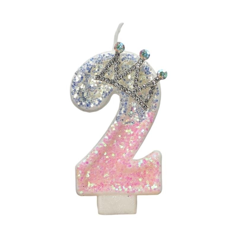 Birthday Candle Pink Crown Number Cake Candle,Birthday Cake Toppers Cupcakes Decorations Anniversary Celebrations Supplies