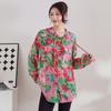 DIMANAF Весна 2025 Лето Льняная Рубашка С Длинным Рукавом С Капюшоном Женская Блузка Модные Цветочные Топы Свободные Новые