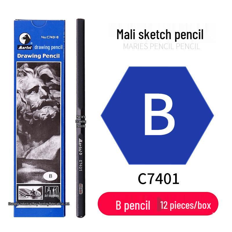 Mali Student Sketching & Drawing Pencil Set: Includes 2B, 4B, 14B soft, medium, hard, and charcoal pencils ideal for art exams.
