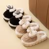 Бантики плюшевые хлопковые тапочки женские 2025 новые зимние нескользящие толстая подошва с начесом утолщенные теплые домашние хлопковые швабры
