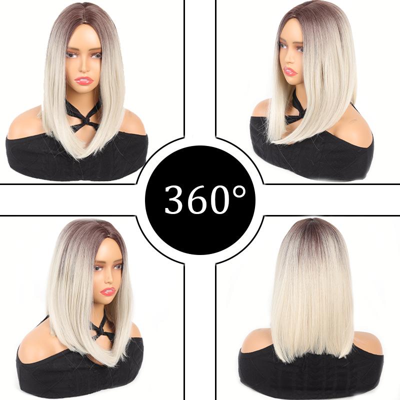 Повязка на голову с короткими прямыми волосами со средним разрезом для женского парика, термостойкий парик из волокна, натуральный, простой и удобный