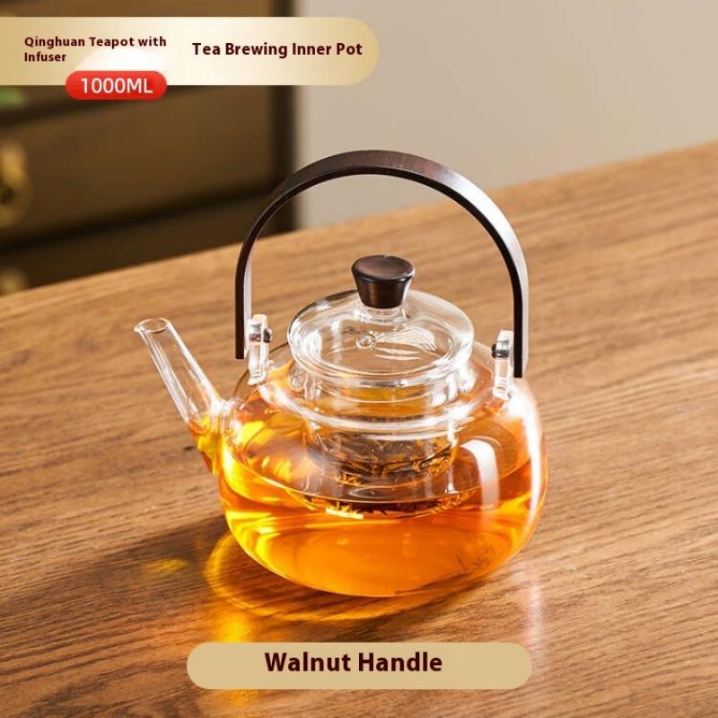 Gianxi Glass Teapot Home High Temperature Resistant Kettle Hammer Pattern Beam Teapot Tea Set Health Teapot Teapot