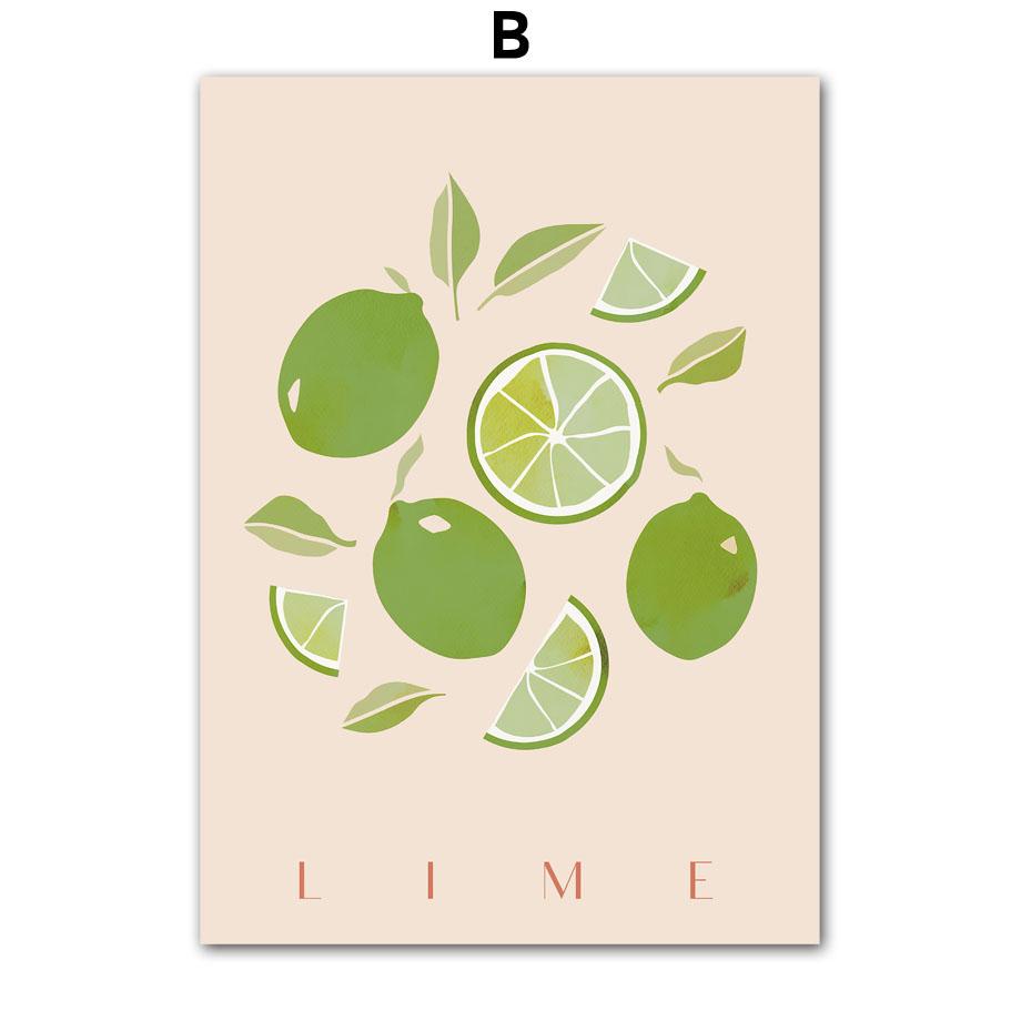 Грейпфрут Малина Вишня Банан Лимон Плакаты и принты Холст Картина Скандинавские настенные художественные картины для декора кухни