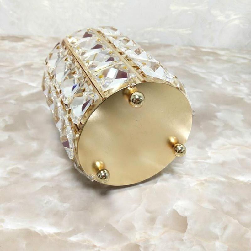 Metal Makeup Brush Storage Tube Eyebrow Pencil Makeup Organizer Bead Crystal Jewelry Storage Box