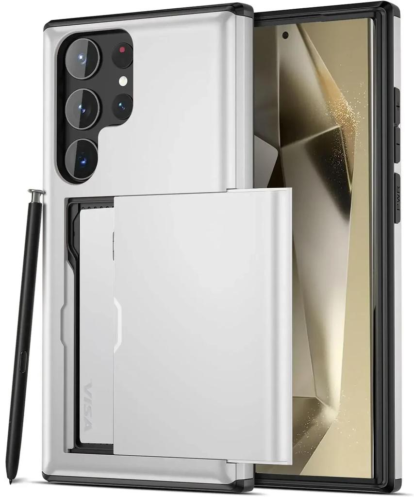 Тонкий прочный защитный чехол с двойным слоем для Samsung Galaxy S26 S25 S24 S23 S22 S21 Ultra Plus FE A55 Скрытый слот для карт Чехол-кошелек