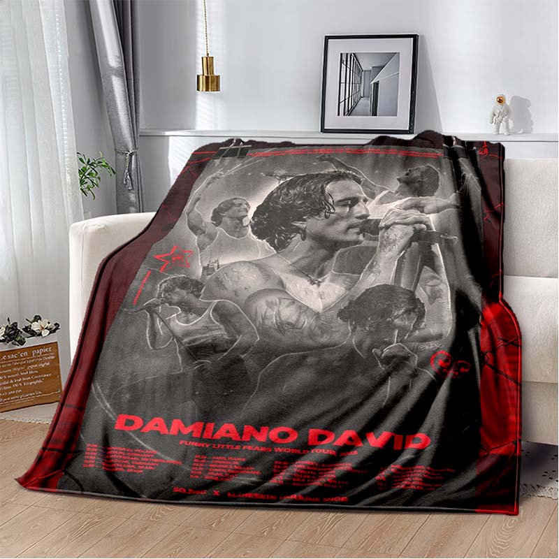 Måneskin Damiano David ROCK ROLL MUSIC Plush Blanket,Suitable for The Living Room and Bedroom, Warm and Soft.