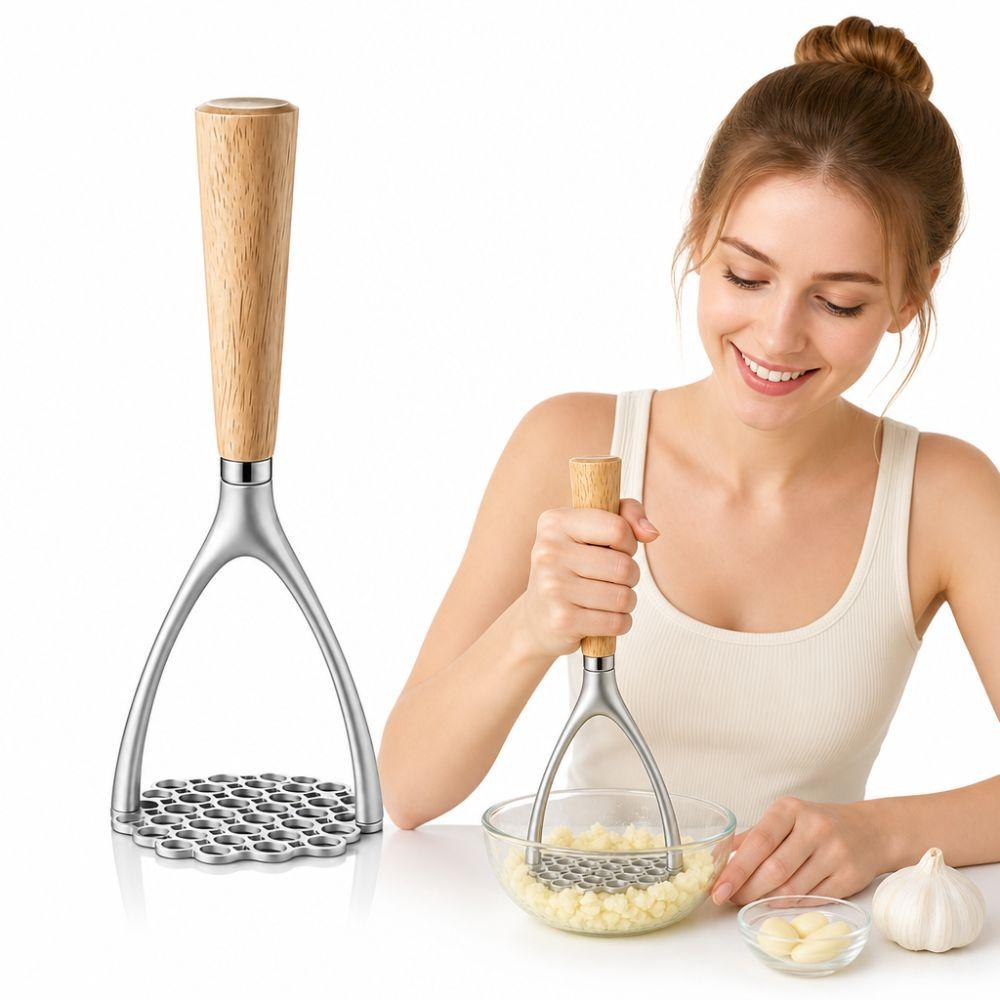 Non-Stick Coating Potato Ricer Wooden Handle Food Smasher Baby Food Preparation