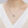 White Clover Cinnamoroll Sanrio Cinnamon Mocha Dancing Stone Open 925 Sterling Cubic Zirconia Necklace, Heart, Silver, SACI-N056RD