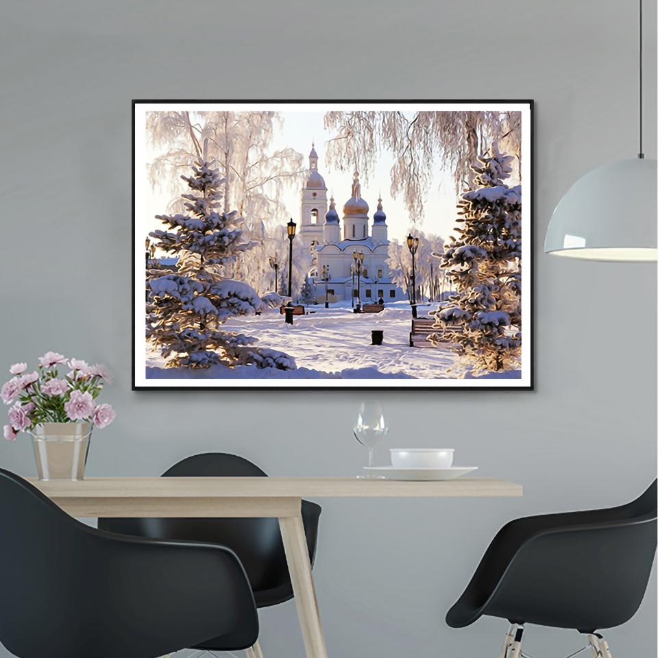 5D DIY алмазная живопись пейзаж замок полный круглый горный хрусталь вышивка крестиком комплект мозаика картина украшение дома подарок