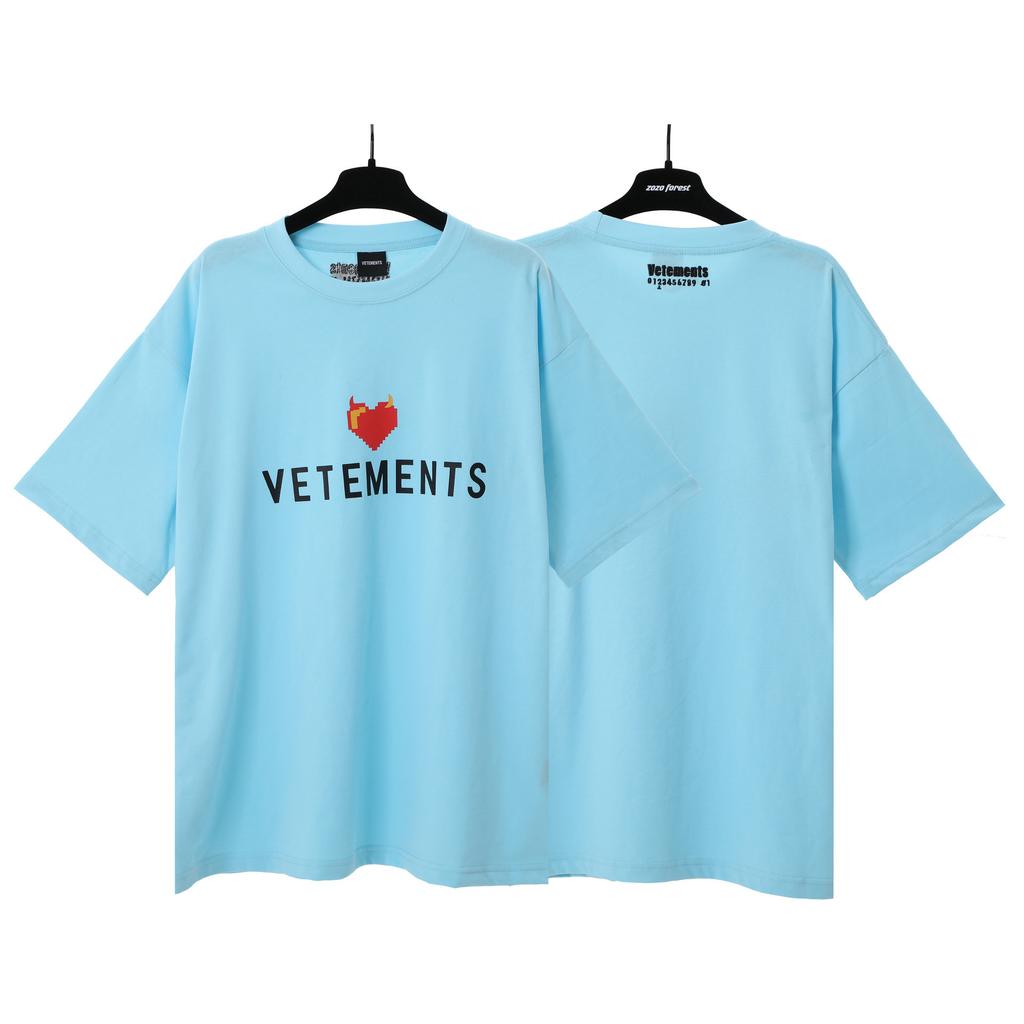 Трансграничная высококачественная футболка Vetements с буквенным принтом Vetements, стилизованная под старую, из двойного хлопка, для мужчин и женщин