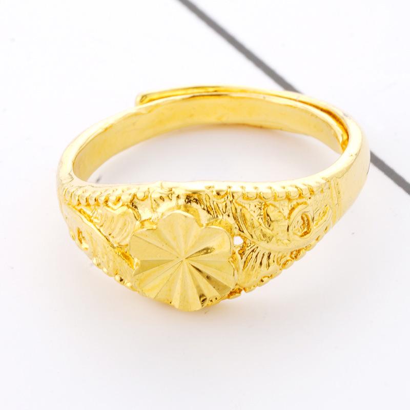 Sand Gold Ring for Women, Long-lasting Color Retention, Niche Sweet Imitation Gold Open Female Ring, Copper Alloy Accessories