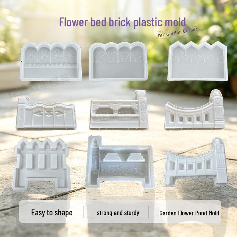DIY Garden Flower Bed Fence Plastic Mold - Courtyard Pond Curbstone Model