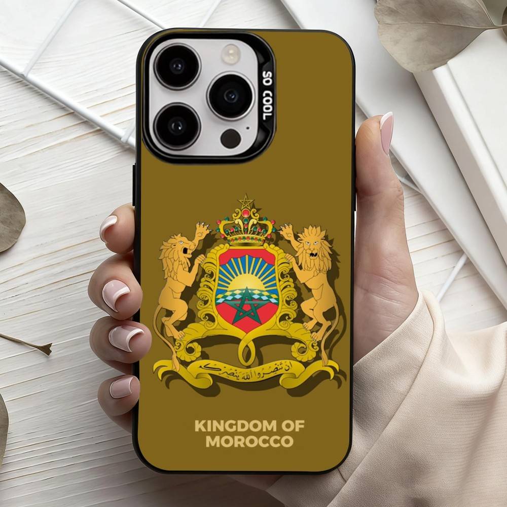 Чехол для телефона с флагом Марокко M-Morocco Для iPhone17,16,15,14,13,12,11 Plus,Pro Max Конфетный Серебряный Покрытие Внутри
