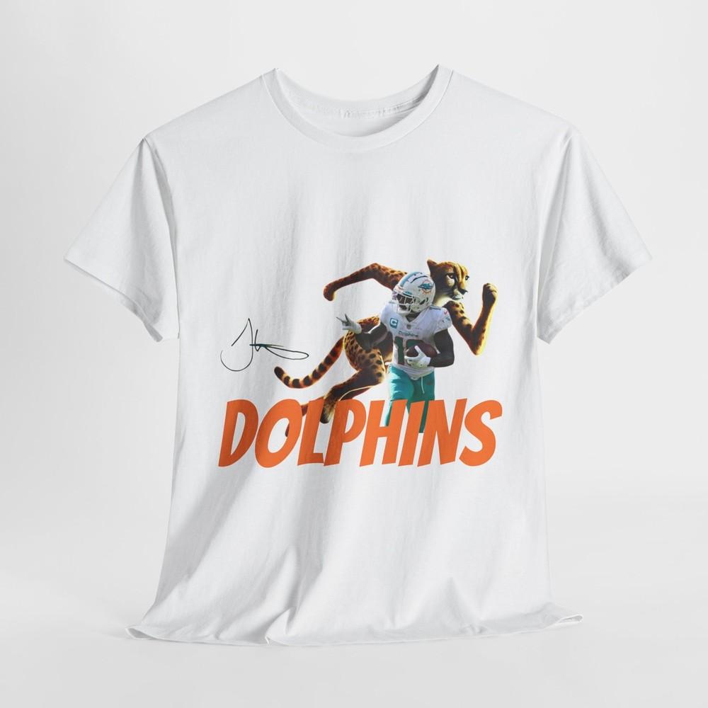 Miami Dolphins Тайрик Хилл Гепард Фан Унисекс Футболка из Плотного Хлопка Унисекс Футболка